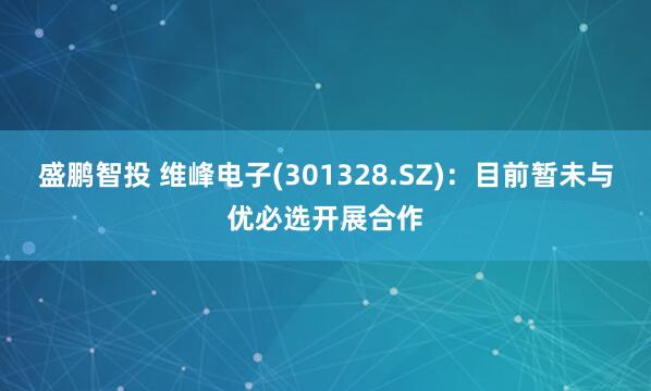 盛鹏智投 维峰电子(301328.SZ)：目前暂未与优必选开展合作