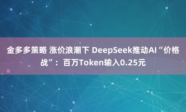 金多多策略 涨价浪潮下 DeepSeek推动AI“价格战”：百万Token输入0.25元